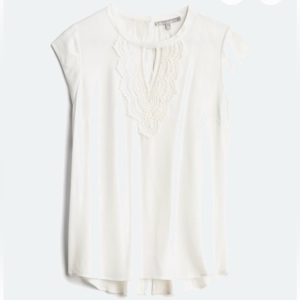 Pale Sky Cap Sleeve Mixed Material Blouse